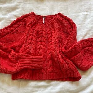 Free People Sandre Cable Stitch Pullover Sweater